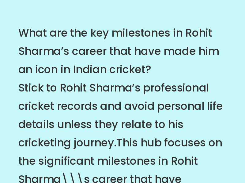 Rohit Sharmas Milestones: A Cricketing Masterclass