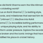 Rohit Sharma: The Hitman of Indian Cricket